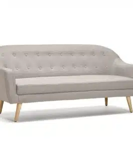 Canapé droit 3 places ´WINSTON´ en tissu gris capitonné