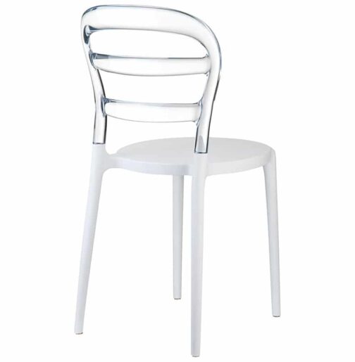 Chaise design ´BARO´ blanche et transparente en matière plastique 1