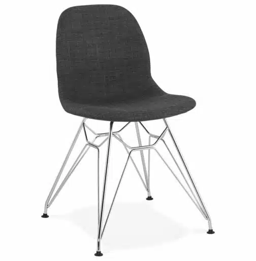 Chaise design ´DECLIK´ grise foncée avec pieds en métal chromé