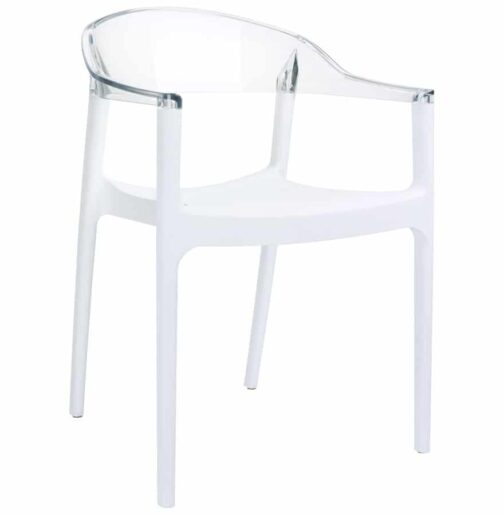 Chaise design ´EMA´ blanche et transparente