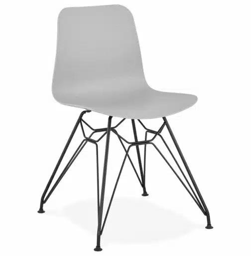 Chaise design ´GAUDY´ grise style industriel avec pied en métal noir