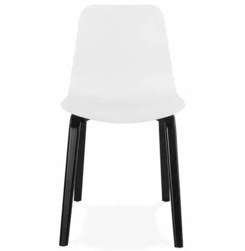 Chaise design ´PACIFIK´ blanche avec pieds en bois noir 1