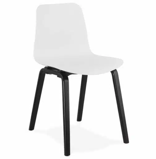 Chaise design ´PACIFIK´ blanche avec pieds en bois noir