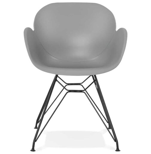 Chaise design ´SATELIT´ grise style industriel avec pieds en métal noir 1