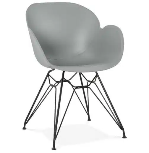 Chaise design ´SATELIT´ grise style industriel avec pieds en métal noir