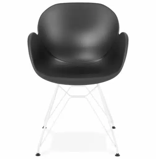 Chaise moderne ´FIDJI´ noire avec pieds en métal blanc 1