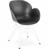 Chaise moderne ´FIDJI´ noire avec pieds en métal blanc