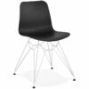 Chaise moderne ´GAUDY´ noire avec pied en métal blanc