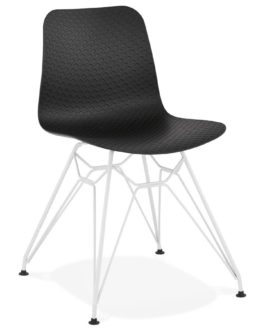 Chaise moderne ´GAUDY´ noire avec pied en métal blanc
