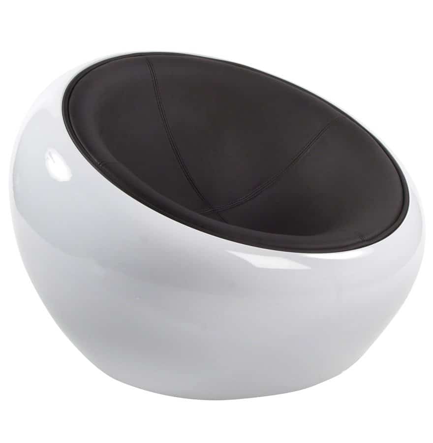 Fauteuil boule lounge ´ATMO´ pivotant blanc et noir