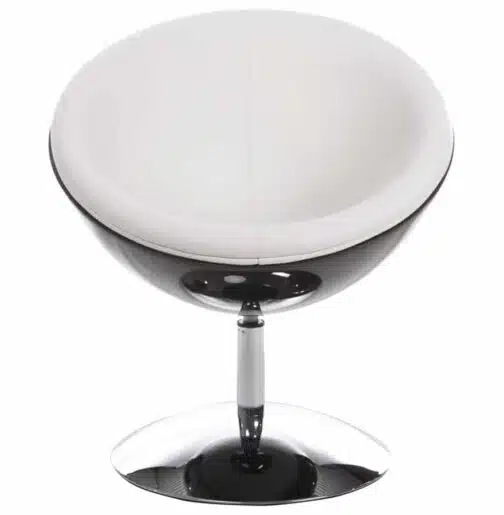 Fauteuil design boule ´SPHERA´ pivotant 360° noir et blanc 1
