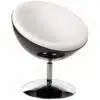 Fauteuil design boule ´SPHERA´ pivotant 360° noir et blanc