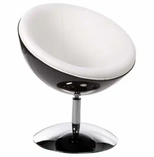 Fauteuil design boule ´SPHERA´ pivotant 360° noir et blanc