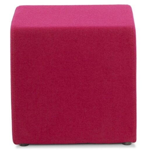 Petit pouf ´CAYOU´ en forme de cube en tissu rose 1