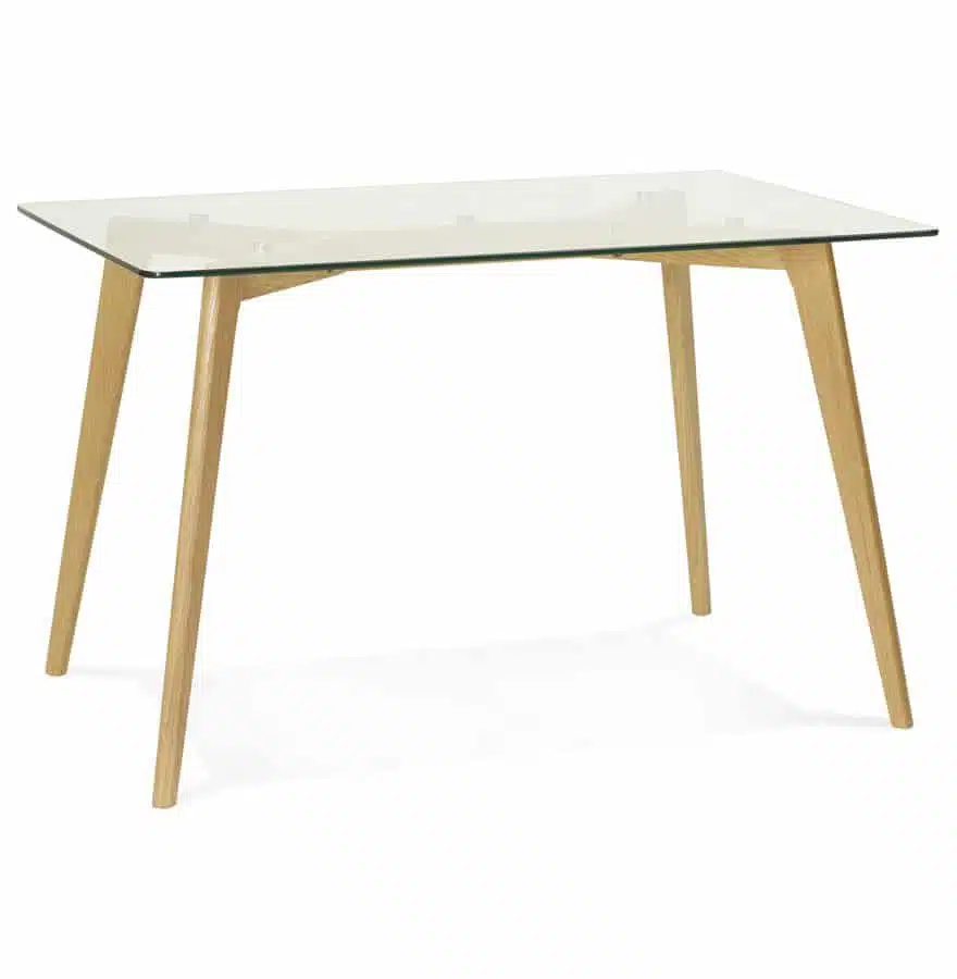 Petite table / bureau droit ´BUGY´ en verre - 120x80 cm
