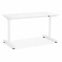 Bureau assis/debout droit ´STAND UP´ blanc réglable en hauteur – 140×70 cm