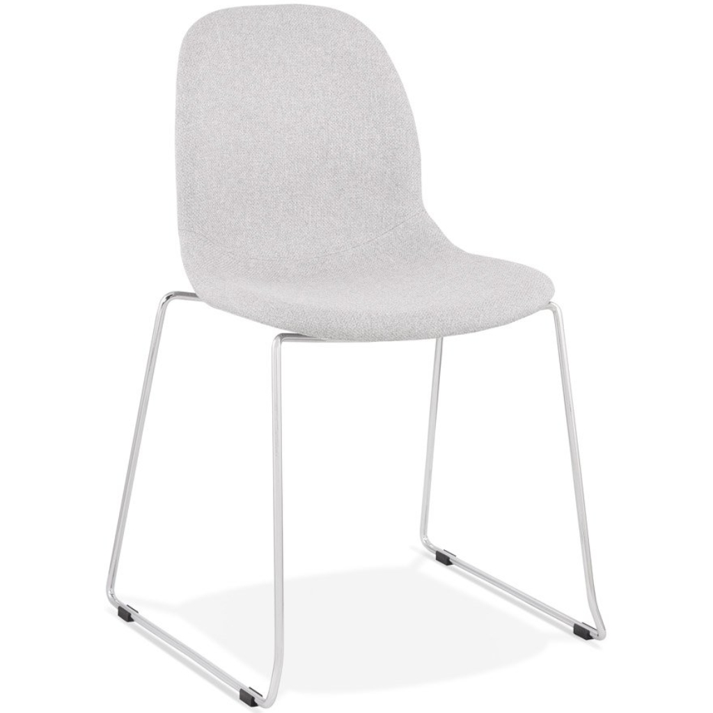 Chaise design empilable ´DISTRIKT´ en tissu gris clair avec pieds en métal chromé