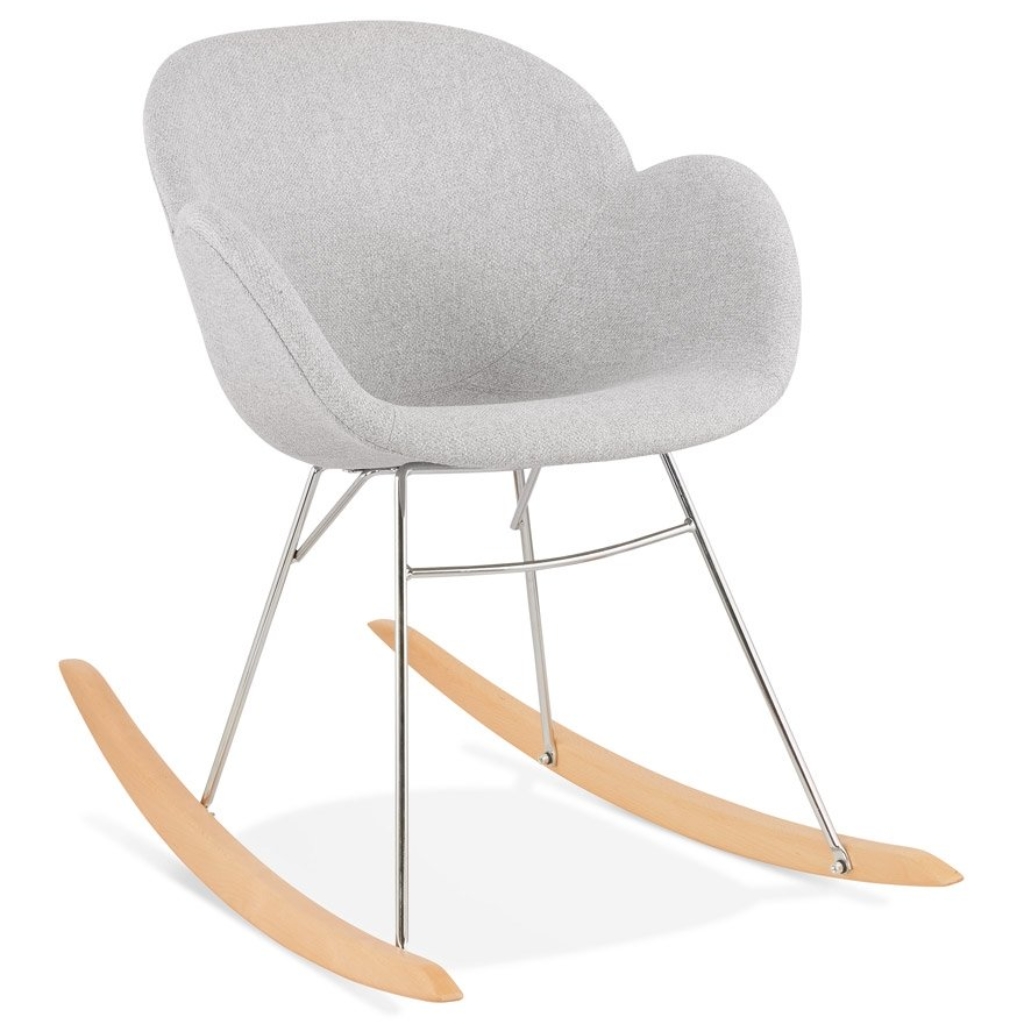 Chaise à bascule design ´ROCKY´ grise claire en tissu