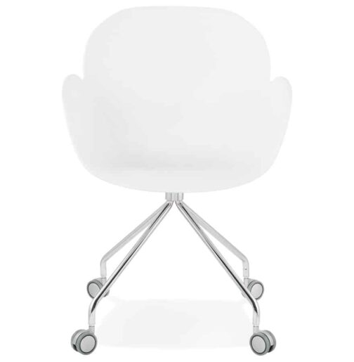 Chaise de bureau design ´JEFF´ blanche sur roulettes 1