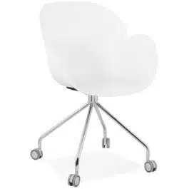 Chaise de bureau design ´JEFF´ blanche sur roulettes