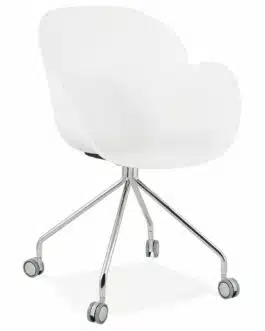 Chaise de bureau design ´JEFF´ blanche sur roulettes