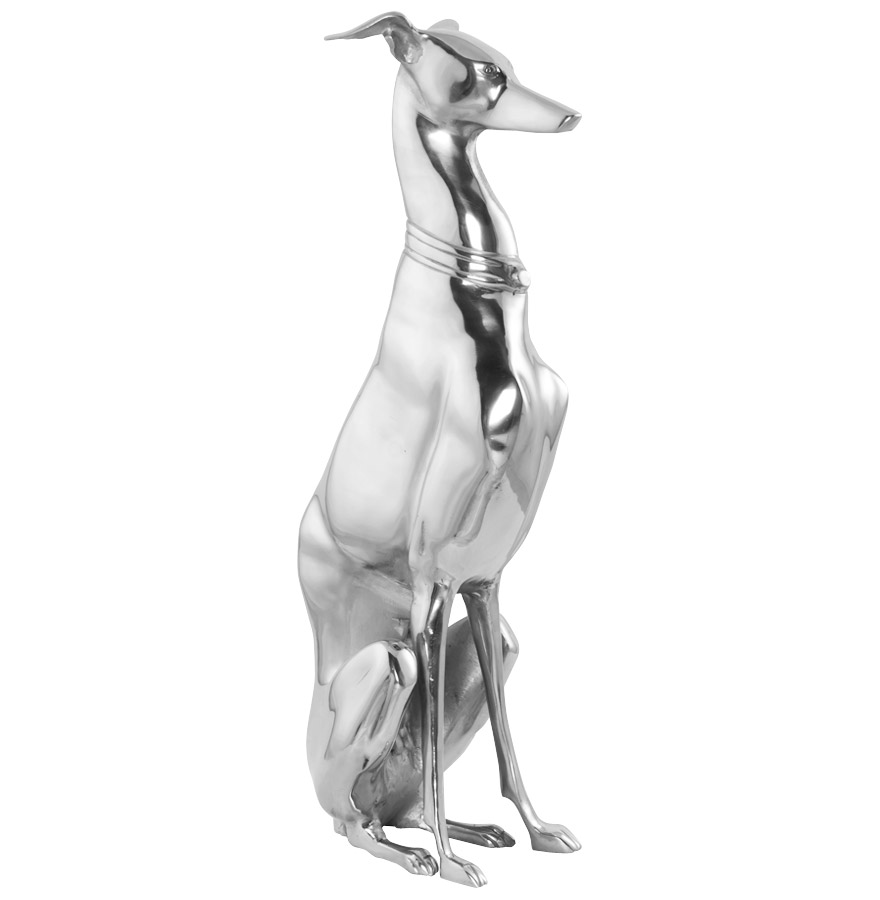Statue déco 'TAZI' chien assis en aluminium