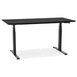 Bureau assis-debout électrique ‘BIONIK’avec plateau en bois et métal noir – 150×70 cm