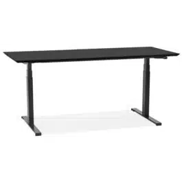 Bureau assis-debout électrique ‘BIONIK’avec plateau en bois et métal noir – 180×90 cm