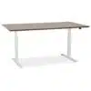 Bureau assis-debout électrique 'BIONIK'avec plateau en bois finition Noyer et pied en métal blanc - 150x70 cm