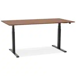 Bureau assis debout électrique ‘TRONIK’ noir avec plateau en bois finition Noyer – 140×70 cm
