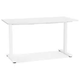 Bureau droit assis/debout ‘LIVELLO’ en bois et métal blanc – 140×70 cm