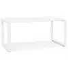 Bureau droit design 'BAKUS' en verre et métal blanc - 160x80 cm