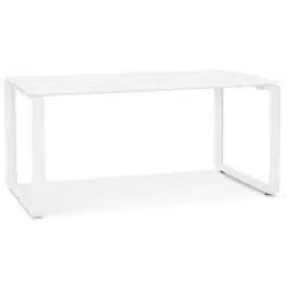 Bureau droit design ‘BAKUS’ en verre et métal blanc – 160×80 cm