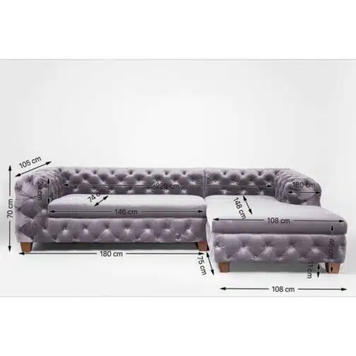 Canapé d'angle Desire velours gris Kare Design