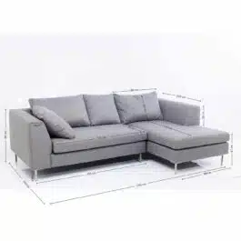 Canapé d’angle Gianna 250cm droite gris pieds chromés Kare Design