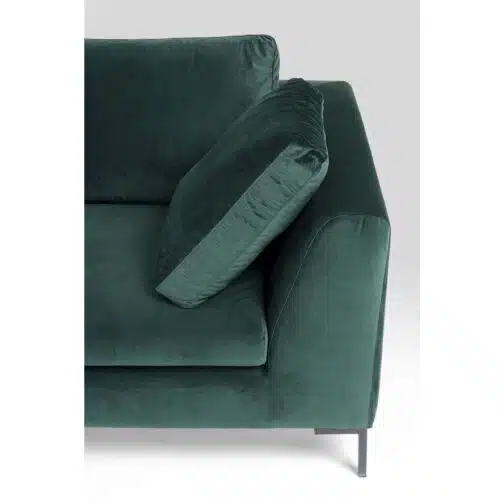 Canapé d'angle Gianna 270cm gauche velours vert foncé pieds acier Kare Design