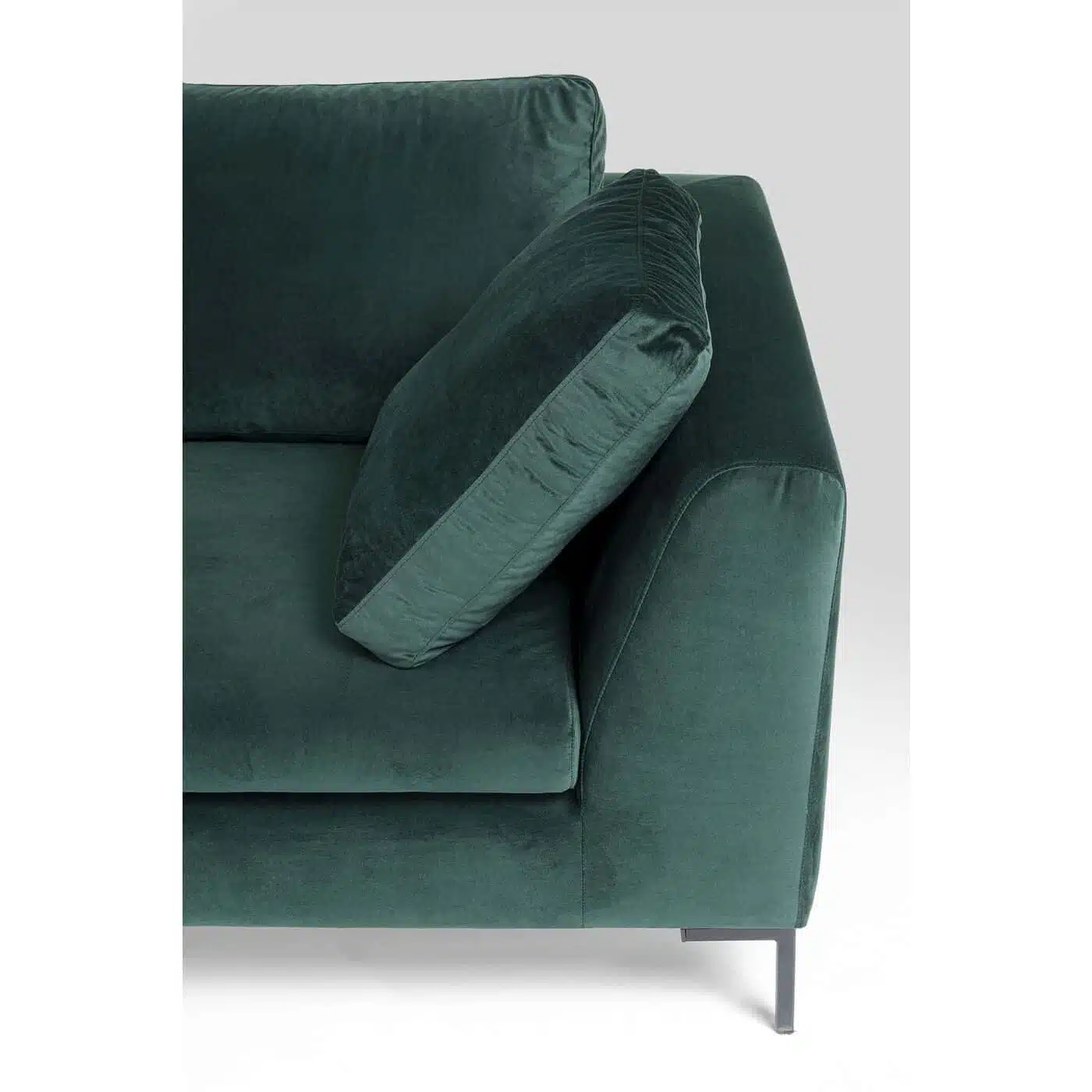 Canapé d'angle Gianna 270cm gauche velours vert foncé pieds acier Kare Design