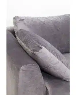 Canapé d’angle Gianna 290cm droite velours gris pieds noirs Kare Design
