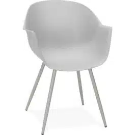 Chaise à accoudoirs ‘KELLY’ grise design