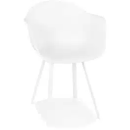 Chaise à accoudoirs design ‘JAVEA’ blanche intérieur / extérieur – commande par 2 pièces / prix pour 1 pièce