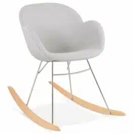 Chaise à bascule design ‘ROCKY’ gris clair en tissu