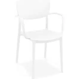 Chaise avec accoudoirs ‘GRANPA’ en matière plastique blanche