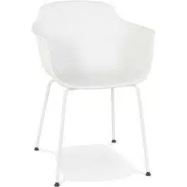 Chaise avec accoudoirs perforée ‘DRAK’ blanche intérieure / extérieure
