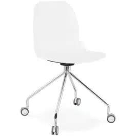 Chaise de bureau moderne ‘RALLY’ blanche sur roulettes