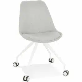Chaise de bureau sur roulettes ‘SNAP’ en tissu gris avec structure en métal blanc