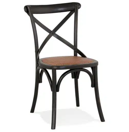 Chaise de cuisine rétro 'CHABLY' en bois noir - commande par 2 pièces / prix pour 1 pièce