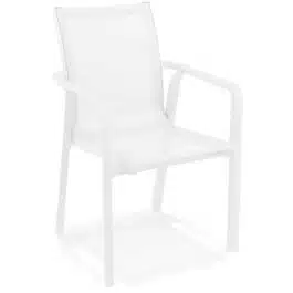 Chaise de jardin avec accoudoirs ‘CINDY’ en matière plastique blanche empilable