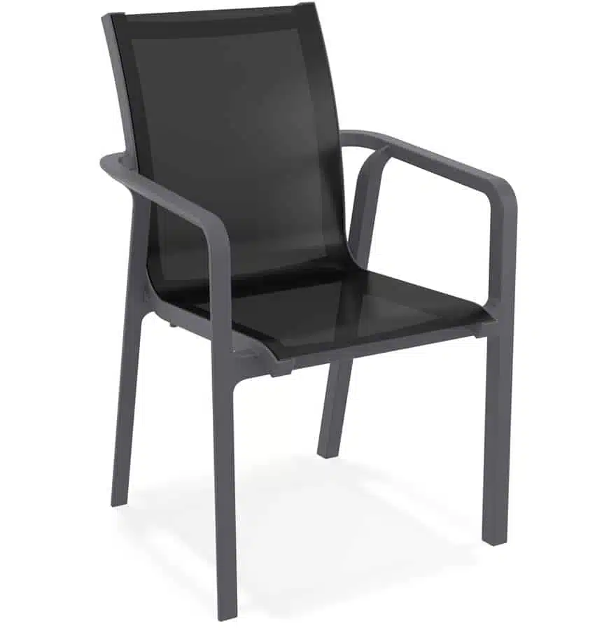 Chaise de jardin avec accoudoirs ‘CINDY’ en matière plastique grise empilable