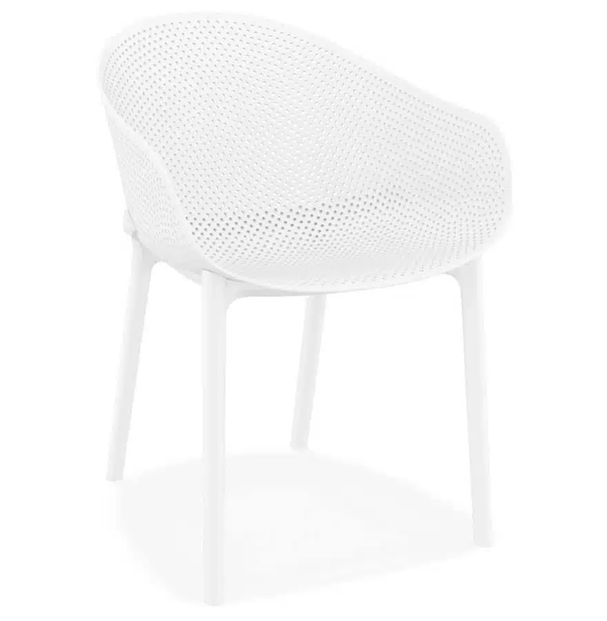 Chaise de terrasse perforée ‘LUCKY’ blanche design