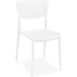Chaise de terrasse perforée ‘PALMA’ en matière plastique blanche